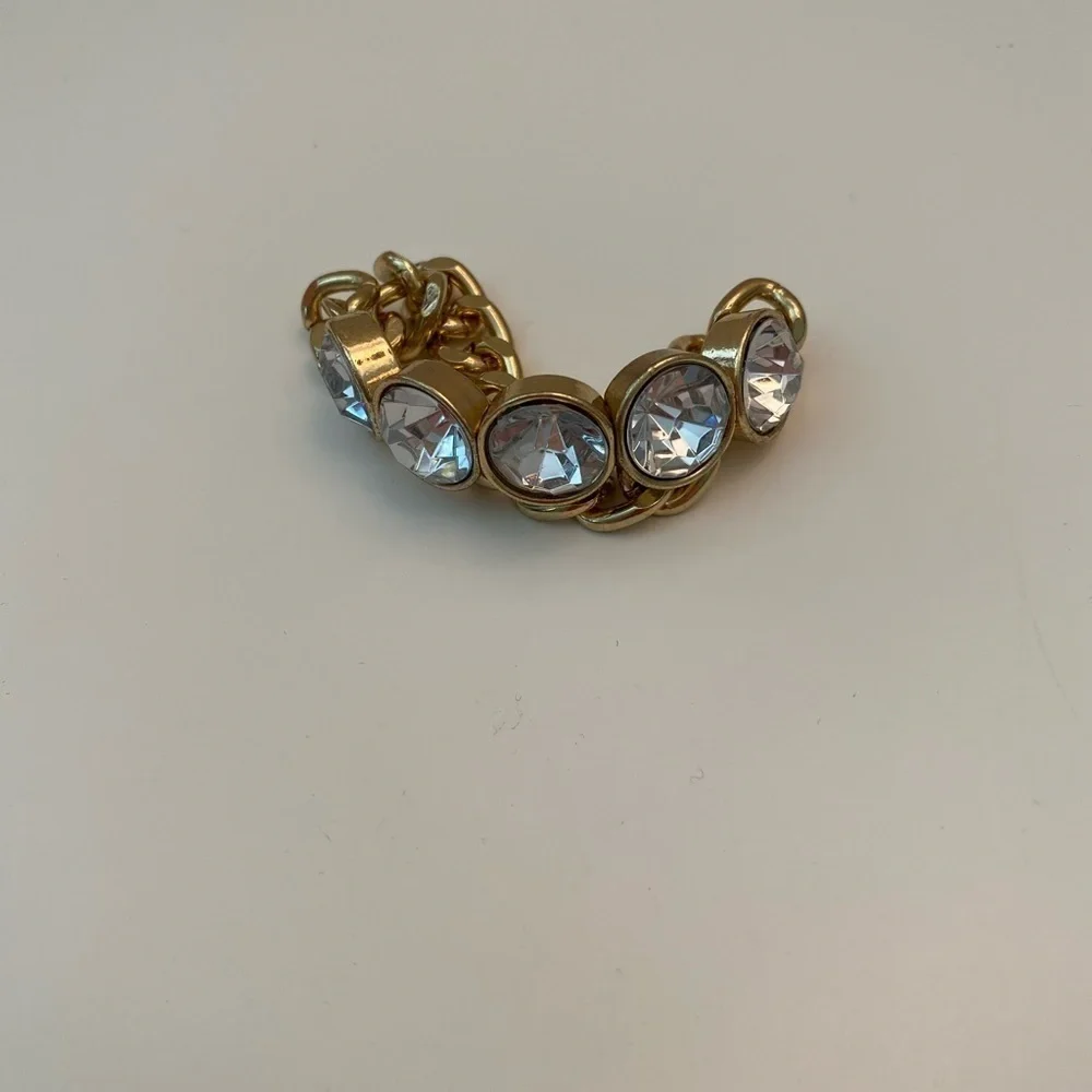 Rhinestone gold link stretchy bracelet